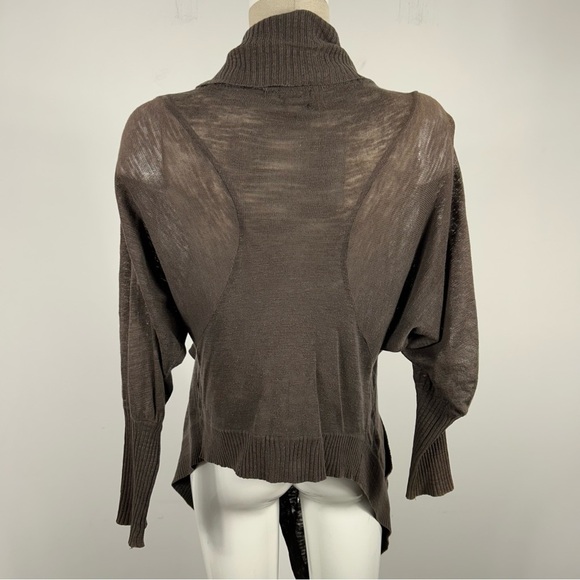 Wilfred Brown linen blend Cardigan Sweater with Waterfall Front *flaw M - Picture 4 of 15